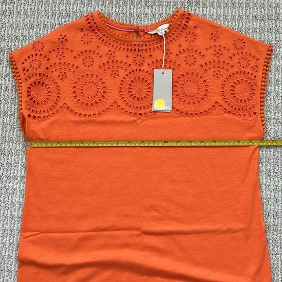 Boden Cutwork Jersey T-Shirt Dress Clementine‎ Orange NWT Size UK 12L US 8L - Picture 6 of 7